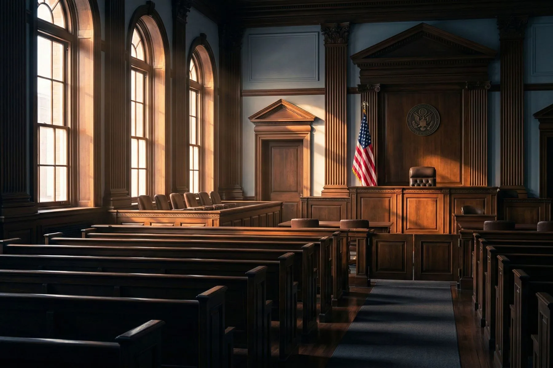Courtroom where talc litigation cases are being heard